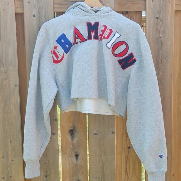 CHAMPION Reverse Weave Spell Out Patch Hoodie Women's Medium - Picture 8 of 8